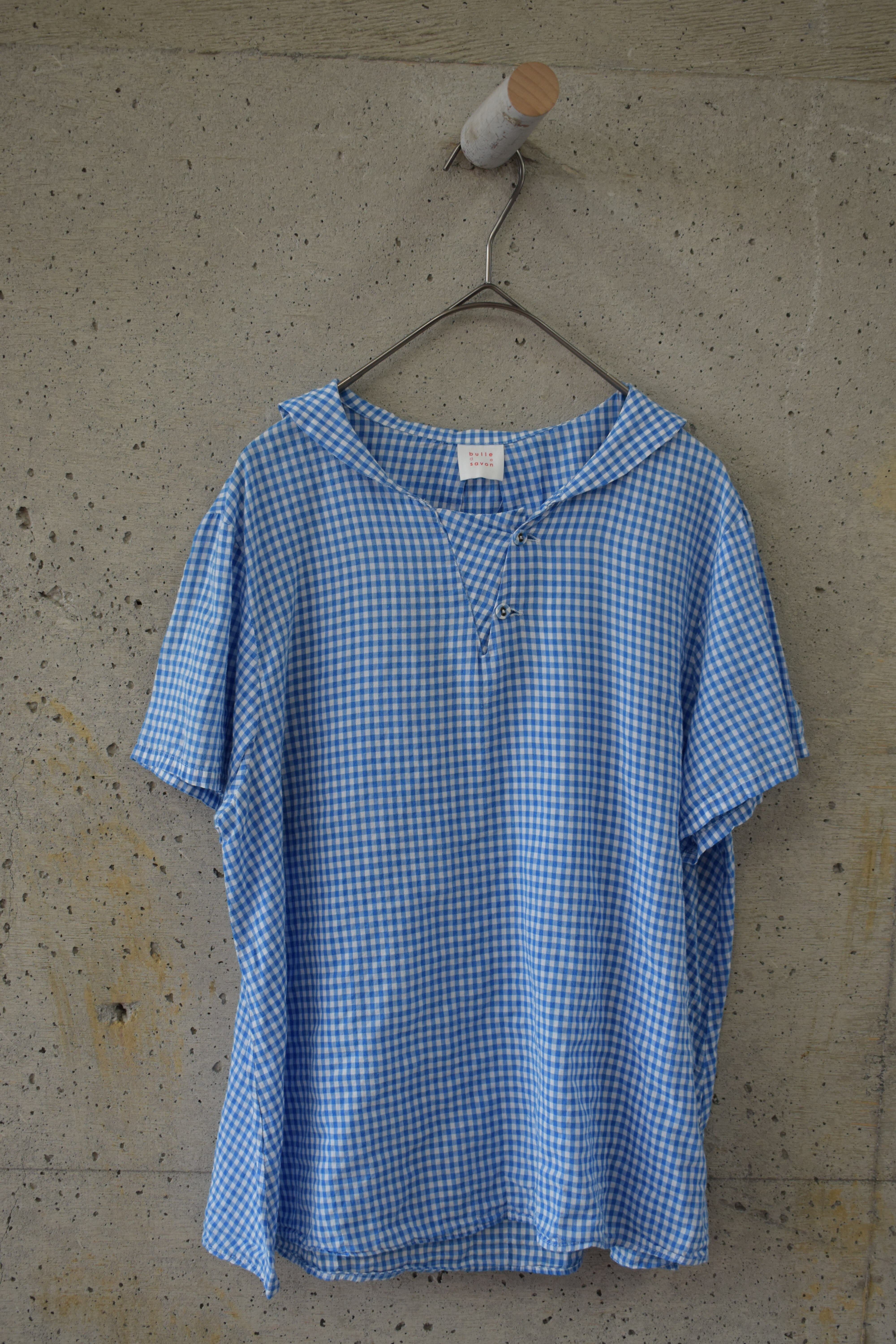 Blue gingham check top
