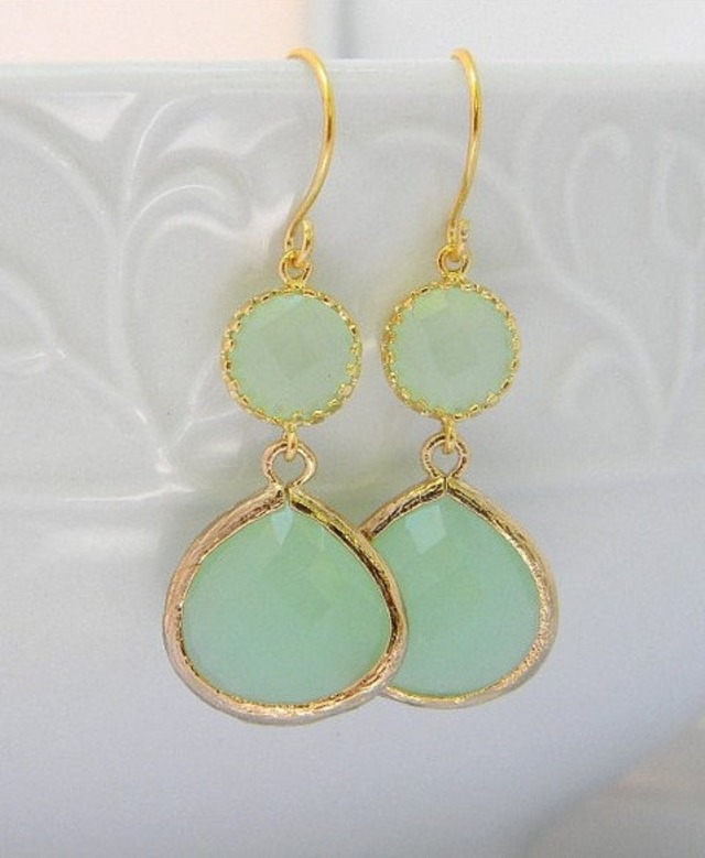 Mint Green Dangle pierced Earring