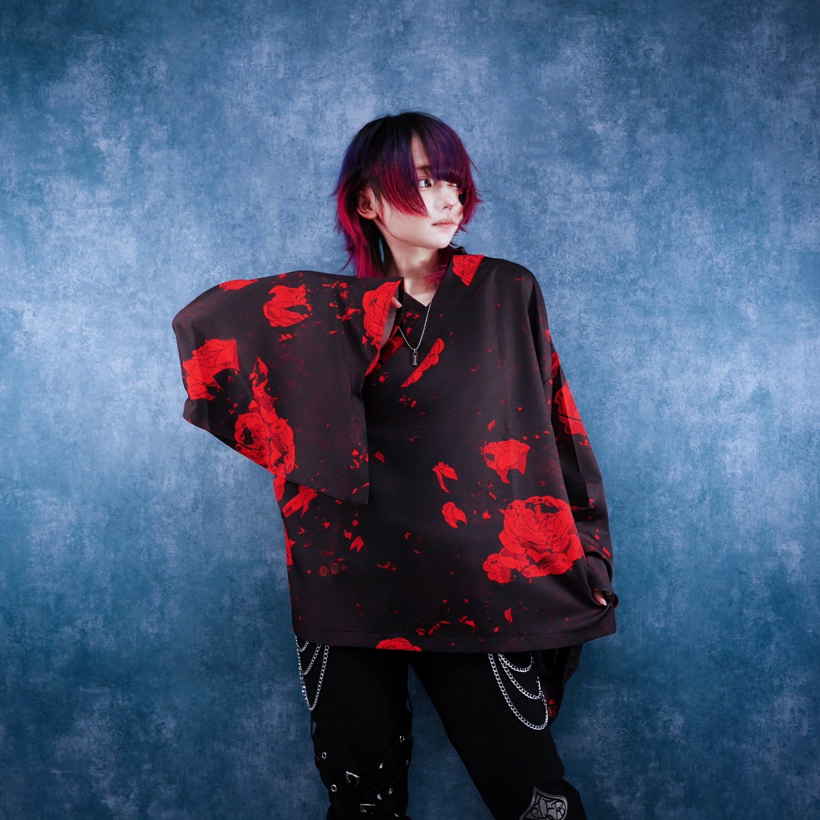 軽量着物袖UNISEXプルオーバー【紅和柄薔薇】 | NIER CLOTHING