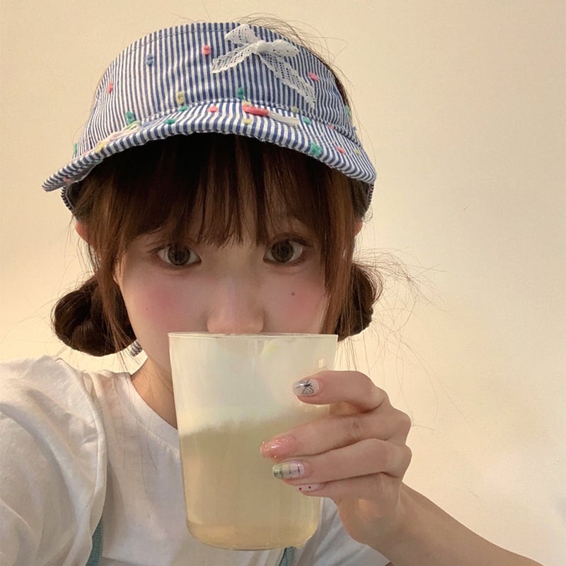 Anla爽やか春日リボンボタンの空キャップ 帽子2s | paapilioo