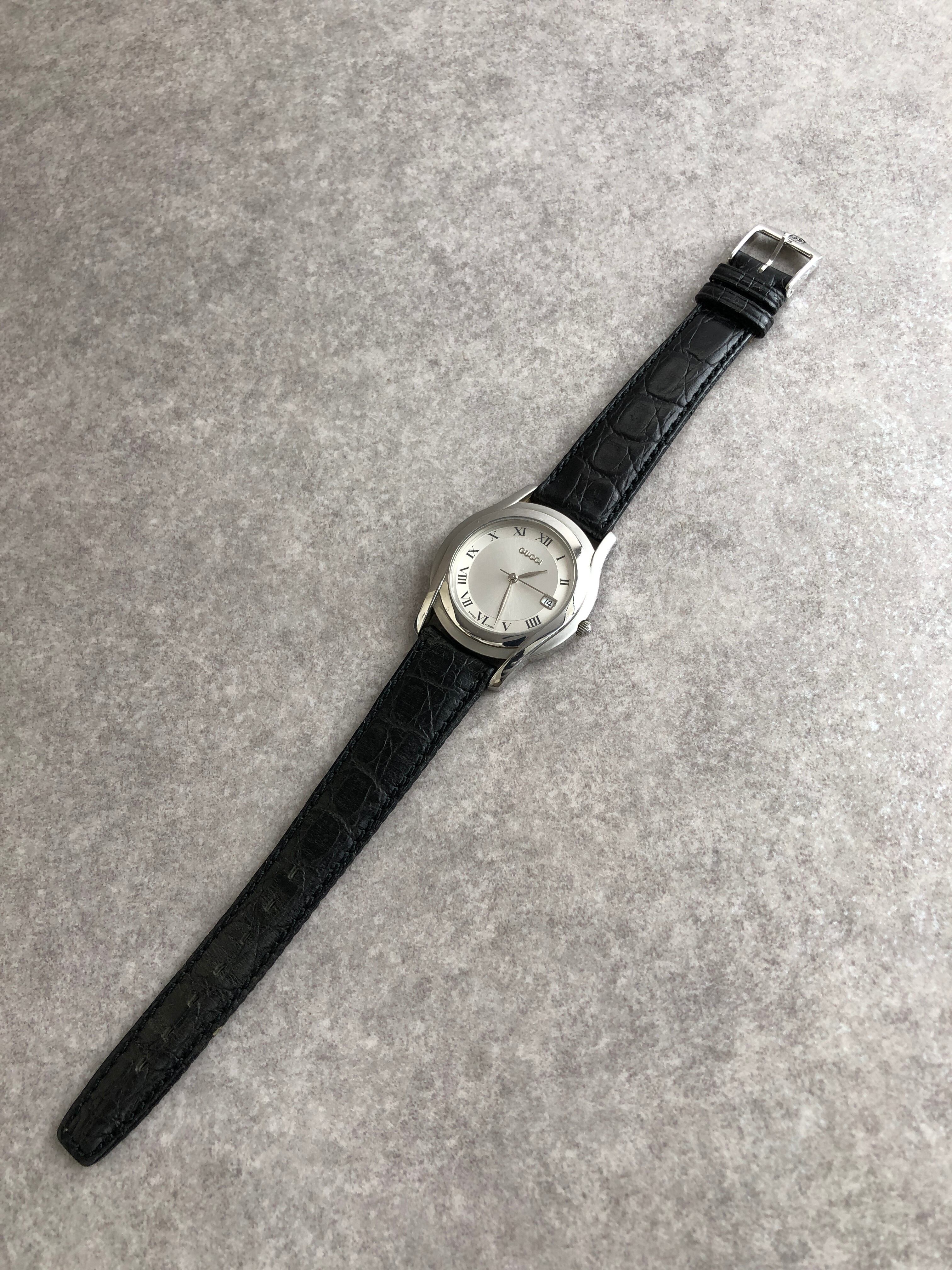 249 GUCCI メンズ 時計 5500M デイト シルバー ブラック グッチ 【公式 