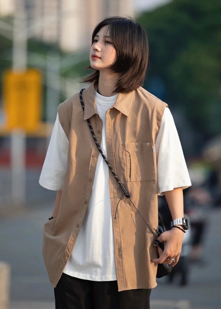 フェイクレイヤードシャツ / Layered Look Short Sleeve Shirt
