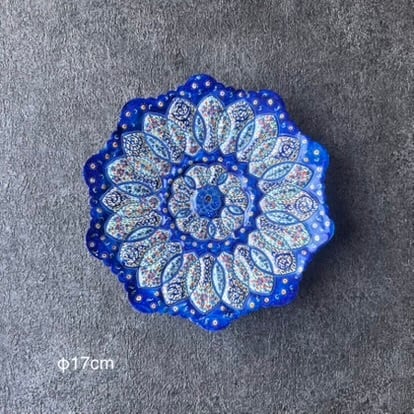 ペルシャの飾り皿(ミーナーカーリー)16cm 壁飾り【MINA KARI 017-007】ミーナカーリー
