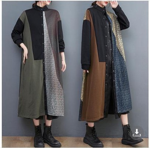 大きいサイズ レディース シャツ　ワンピース　ミモレ　春 秋冬 新品 長袖