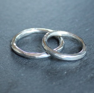 ◆錫 (スズ) × silver リング【Line Hammered Tin Ring 】