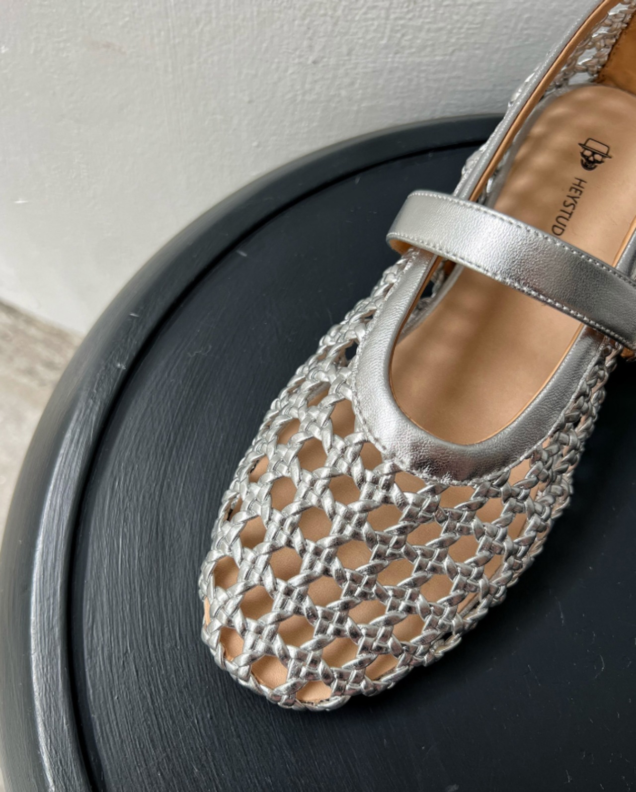 メッシュレザー フラットシューズ