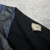 switching leather knit