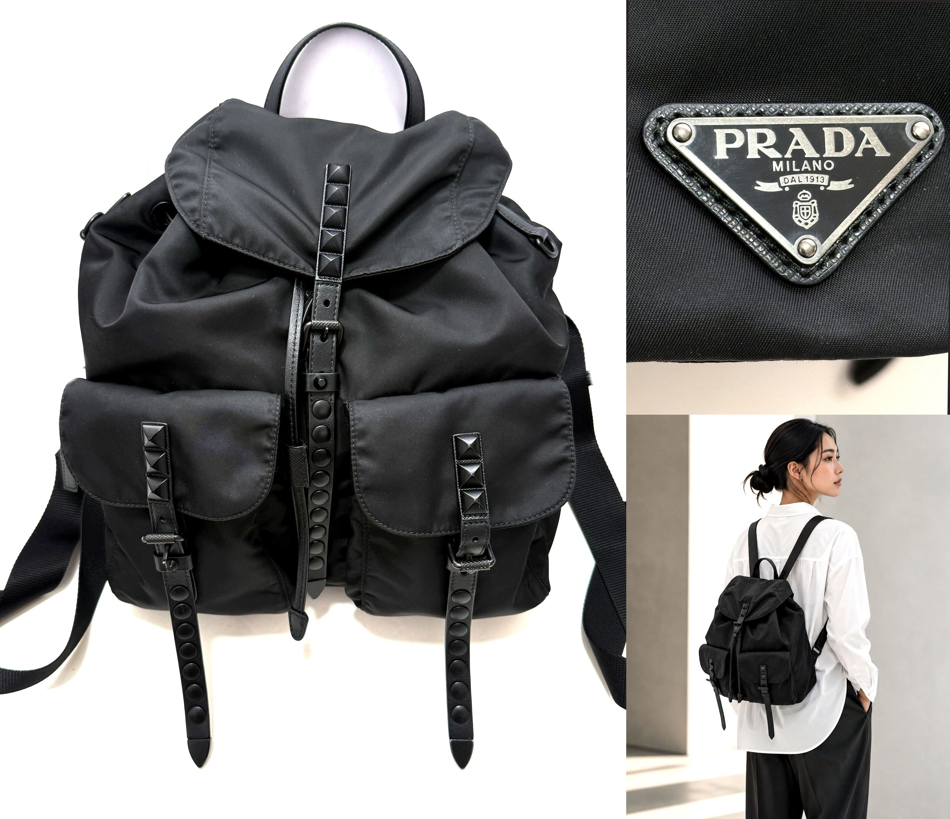 PRADA プラダ 1BZ811 ピラミッド スタッズ サフィアーノレザー バック