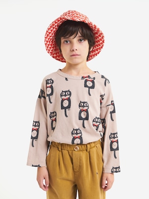 残り1点(6-7Y)BOBO CHOSES /  Cat O'Clock all over long sleeve T-shirt