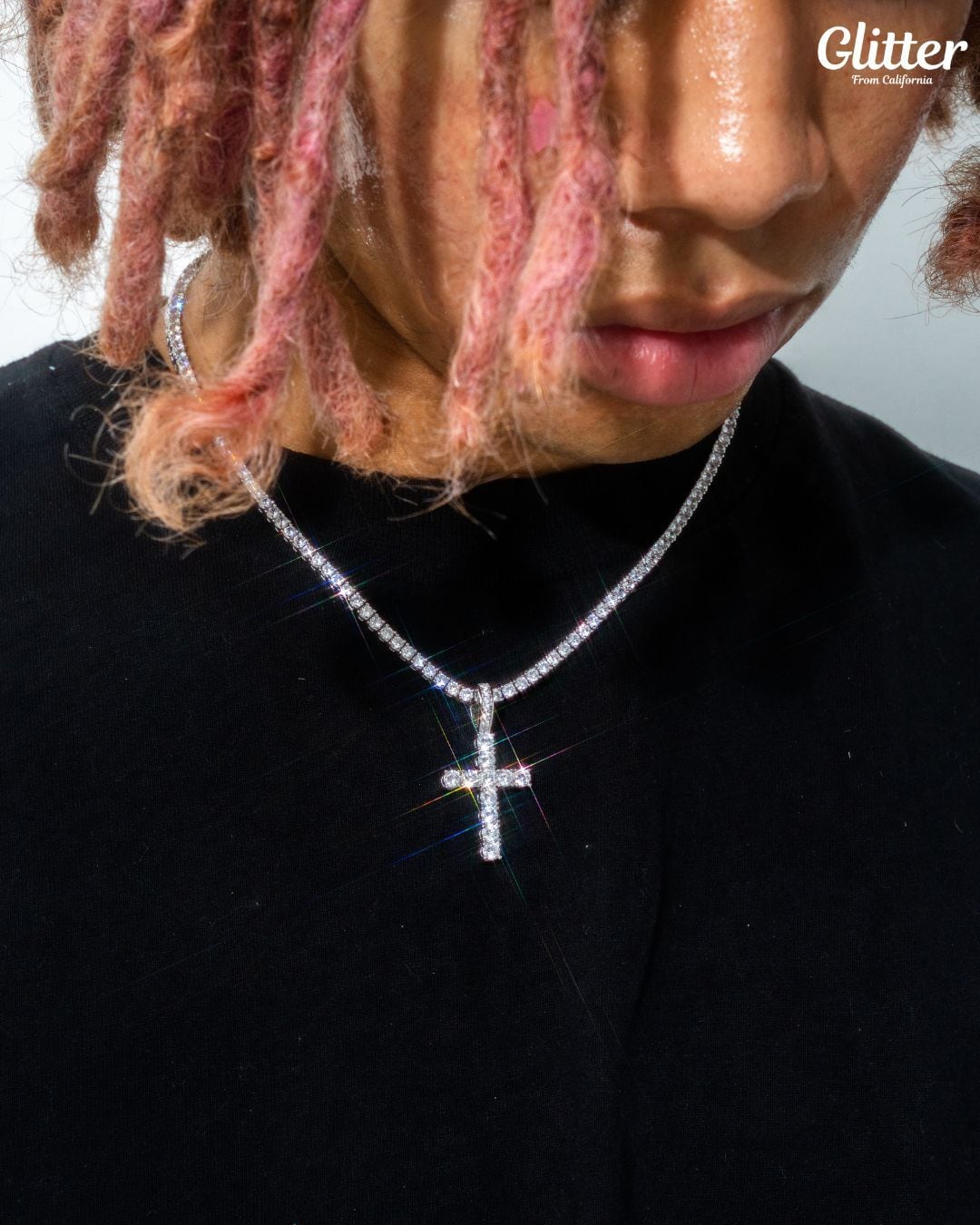 Tennis Chain × Iced Out Cross Set 【本日まで15%OFF】 | Glitter