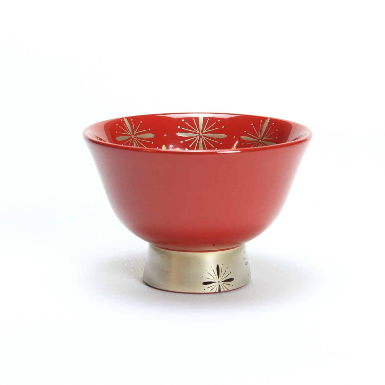 044-ぐい呑 端反型 朱呂色 花花蒔絵