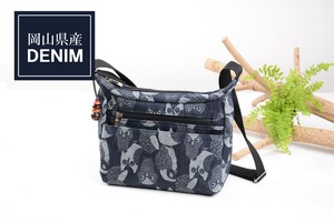 ≪岡山県産デニム≫フクロウ柄ショルダーbag