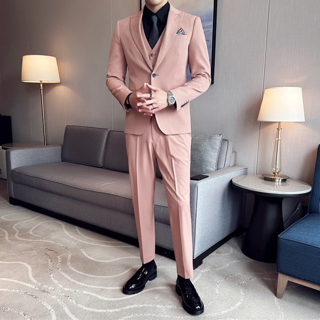 ハイエンドフォーマルスーツ ジャケットandベストandパンツ3点セット（2color） M0252