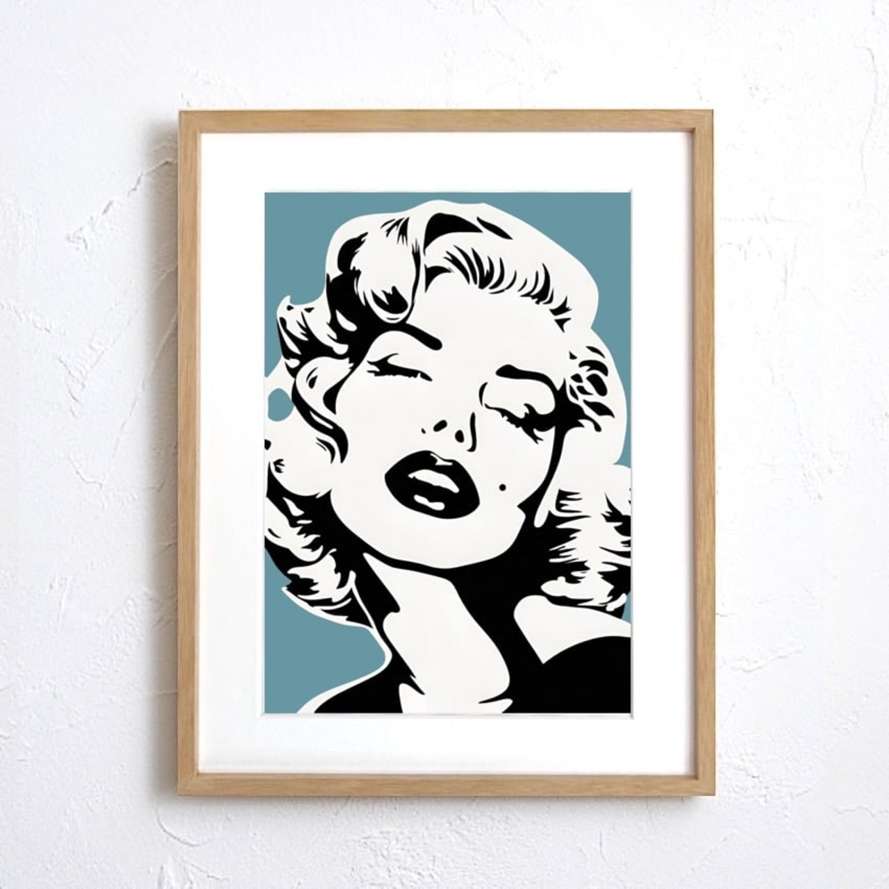 Monroe Love｜ブルーグレーが映えるモダンポップアートポスター｜上品で洗練された空間を彩るおしゃれインテリアA4ポスター