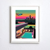 Hollywood Neon View｜ハリウッドの夜景とネオンが輝くモダンフォトアートポスター｜都会の光が空間をドラマティックに彩る一枚A2ポスター