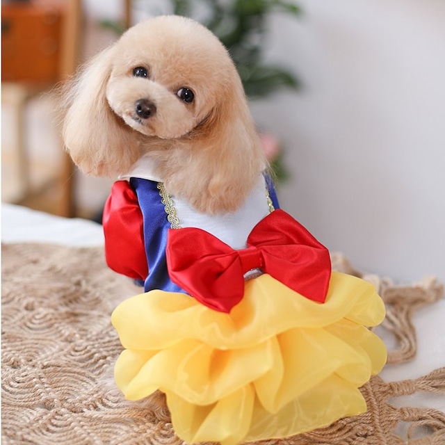 大型犬もOK 気分はお姫様♪黄色いスカートのプリンセスワンピース