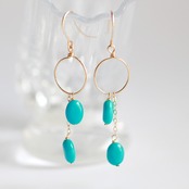 ターコイズを揺れるエレガント使いで！ ほどよい揺れ感が可愛い！ターコイズピアスorイヤリング mm1154