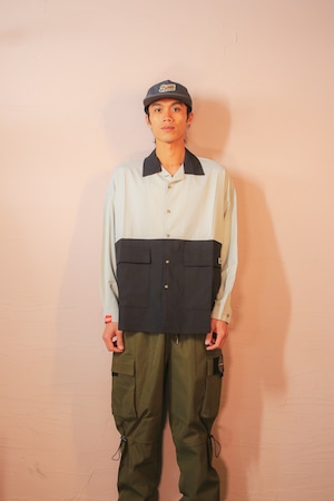 Fu-ji-Blazz Open Collar Shirt [BLACKxGRAY]