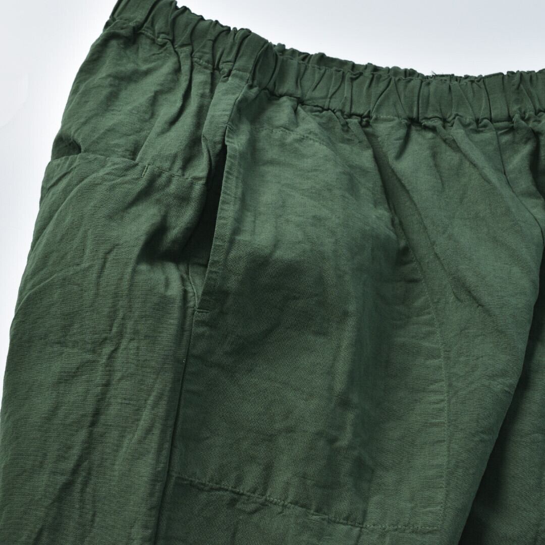 prit プリット コットンリネン交織高密度ウェザーテーパード イージーパンツ・グリーン