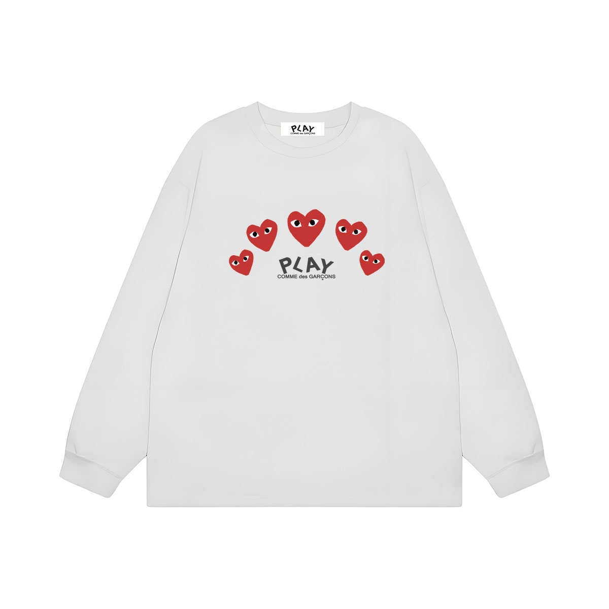 プレイ コムデギャルソン PLAY COMME des GARCONS マルチハートプリント cdg 長袖 Tシャツ メンズ レディース 長袖 柔らかい肌触り クルーネック 長袖 ロゴプリント カットソー