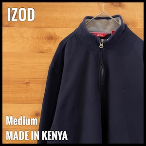 【IZOD】ハーフジップ スウェット ワンポイントロゴ 刺繍ロゴ M アイゾッド  US古着