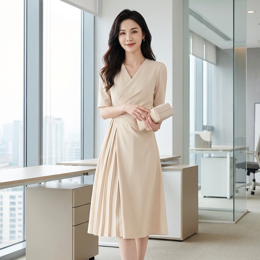 Vネックワンピース(3color) A1016