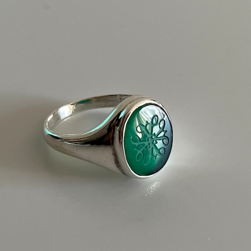 vintage tiffany ヴィンテージティファニーGreen Chalcedony Award Ring 12号シルバーリング