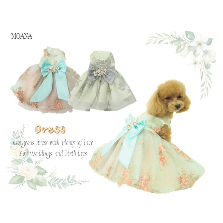 ドレス Yd1 Yd4 かわいい 女の子 レース お洒落 パーティードレス 犬 犬服 洋服 ペット Dog ドッグウェア おしゃれ かわいい 送料無料 返品交換不可 Moana