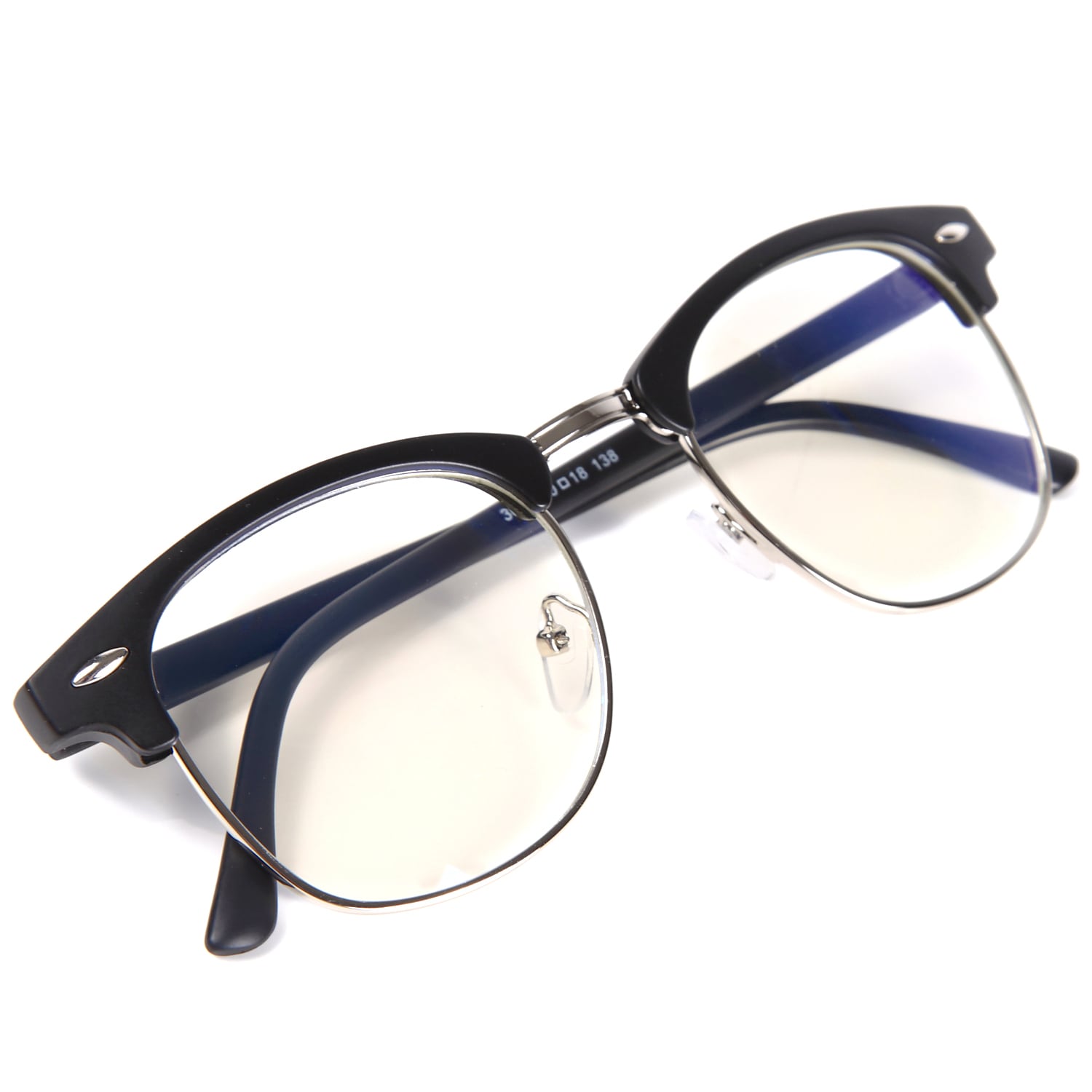 知性と品格を】 伊達メガネ クラシックデザイン サーモント型 ブルー