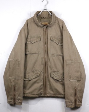 【Caka act2】Military Detail Vintage Zip Up Cotton Jacket**