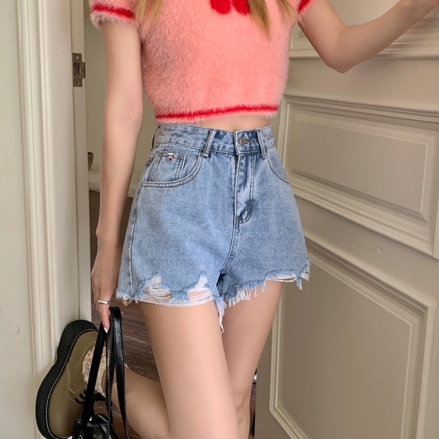 ショーツ サマーロングハイウェストウェストAラインパンツ レッド 夏物 ブルマー クレセントシティ74792945575