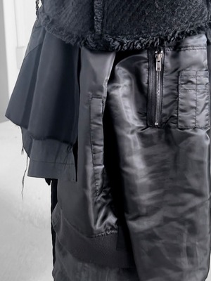 "再構築" MA-1×Denim Asymmetric Military Skirt