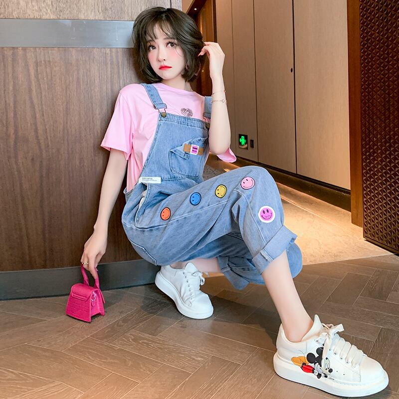 ラウンドネックTシャツ オーバーオール スプリングサマー 春物 夏物 Oネック MIUCO62821908337