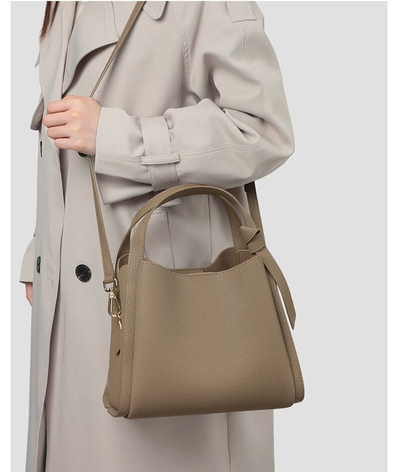 エレガント•3WAY•厚みのある柔らかい天然牛革ハンドバッグ•牛革