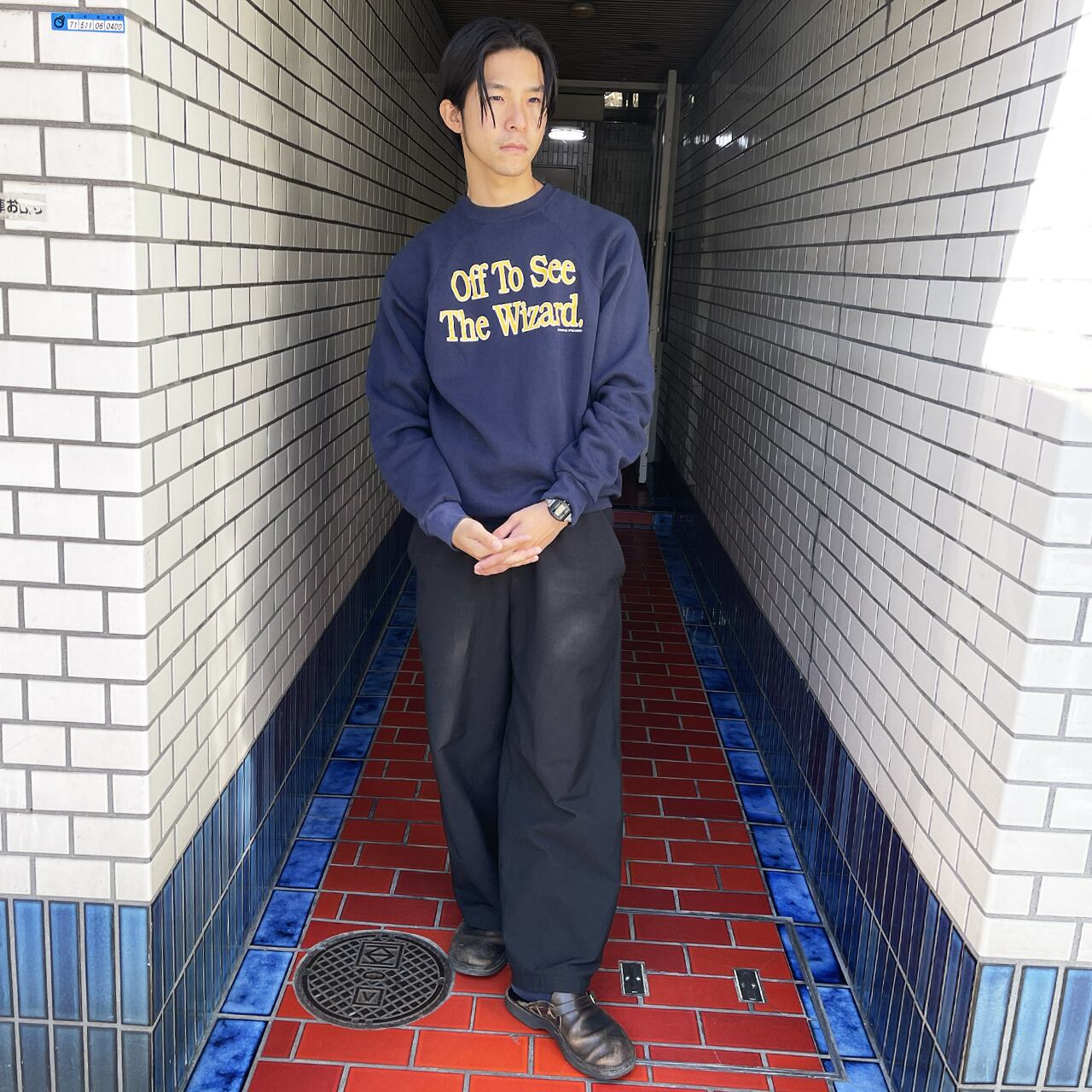 Wizard sweat│オズの魔法使い スウェット 古着 ネイビー Lサイズ