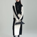 Turtleneck sweater and knit skirt set(ME072)