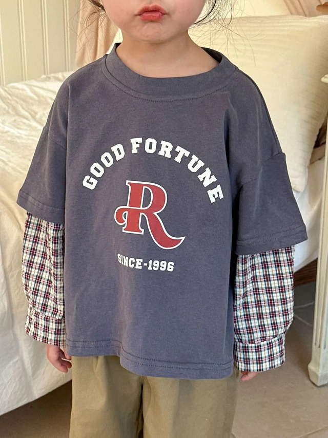 【取寄】カジュアルコーデはこれに決まり!レイヤードチェックカットソー