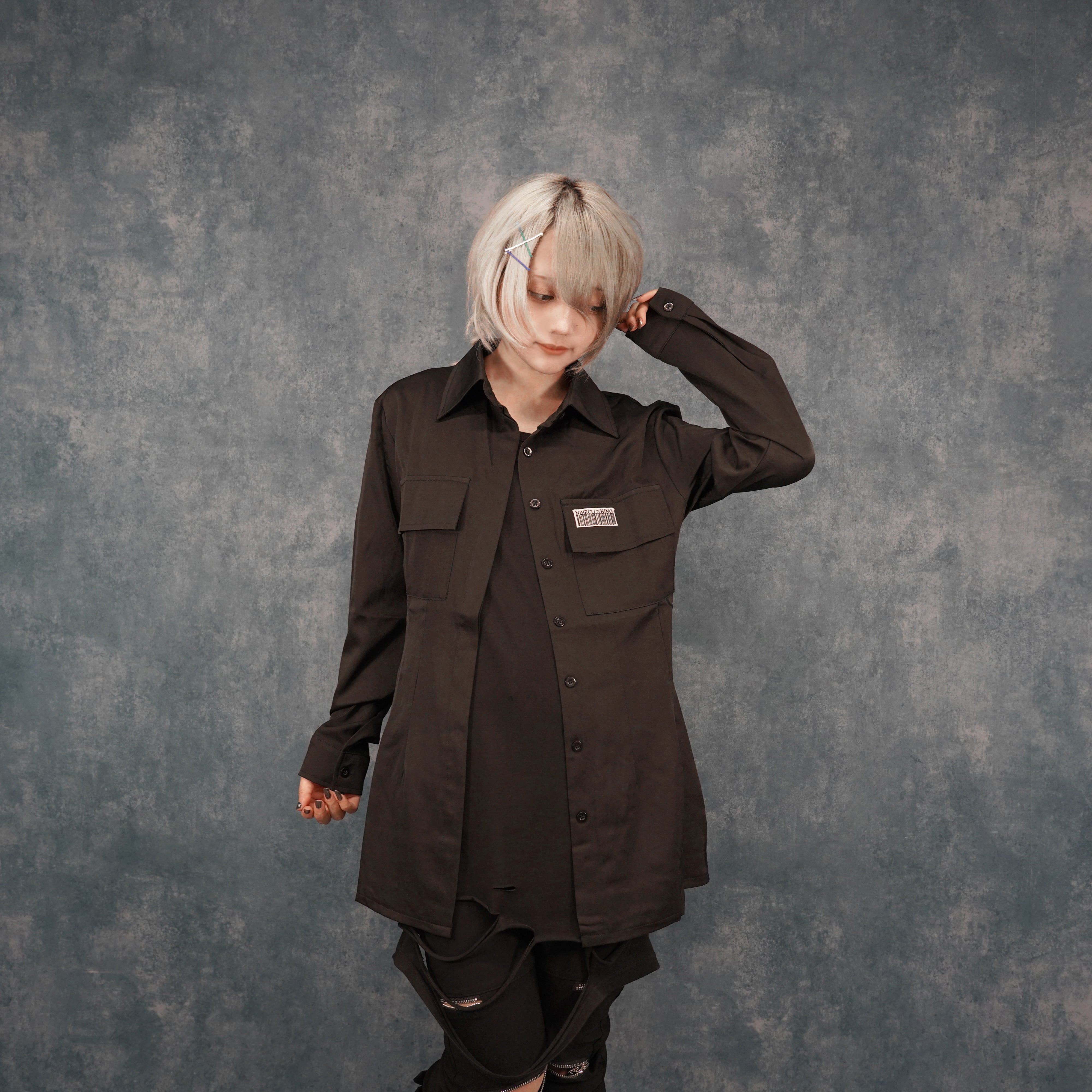 ウエストくびれスタイルアップシャツ【ワンタッチネクタイ付き