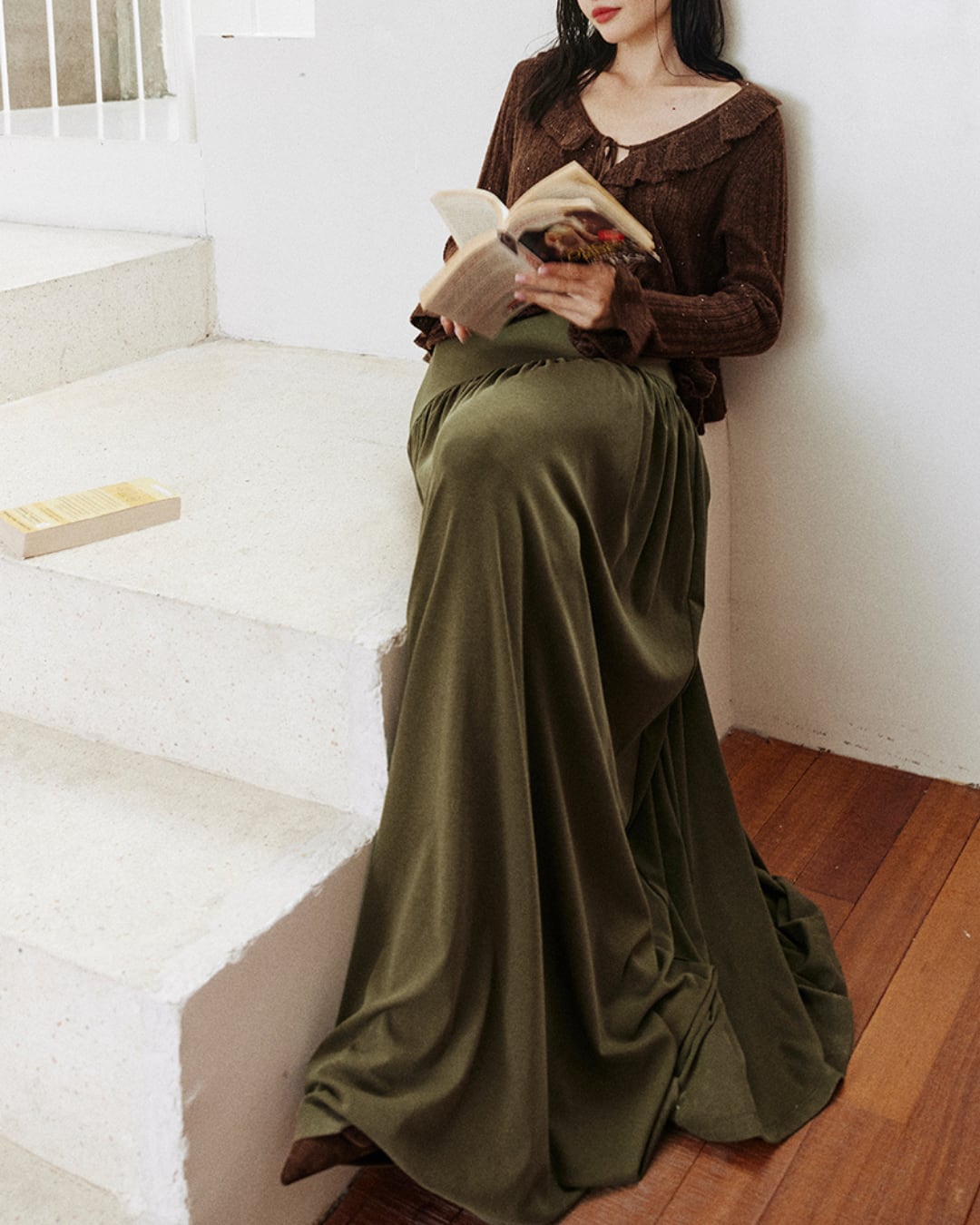 ギャザーデザインロングスカート A25246