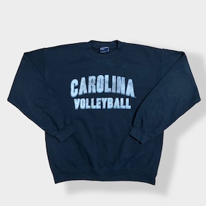 【MV SPORT】カレッジ ノースカロライナ大学 Carolina Volleyball アーチロゴ バレーボール プリント スウェット トレーナー ヴィンテージ加工 M us古着