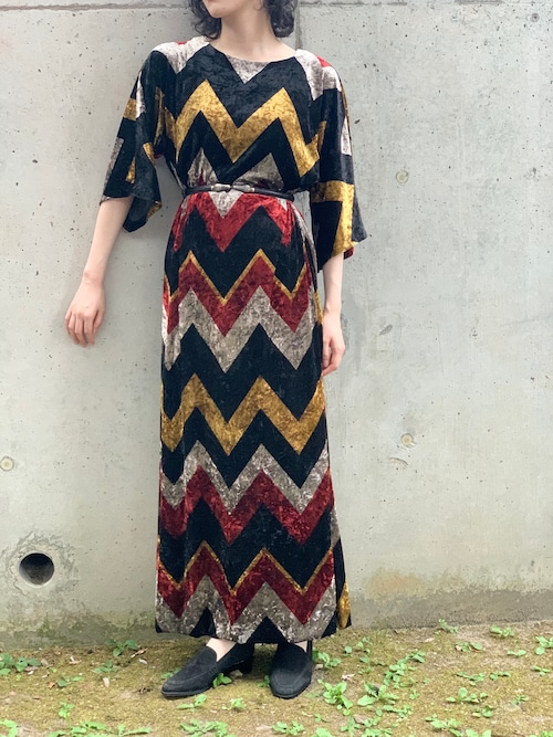 Vintage Velour Zigzag Dress