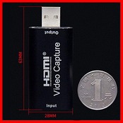 超小型 USB2.0対応 1080p HDMIキャプチャーカード ビデオキャプチャーボード ゲーム実況生配信・画面共有・録画・ライブ会議用 UVC(USB Video Class)規格準拠 電源不要 持ち運びに便利
