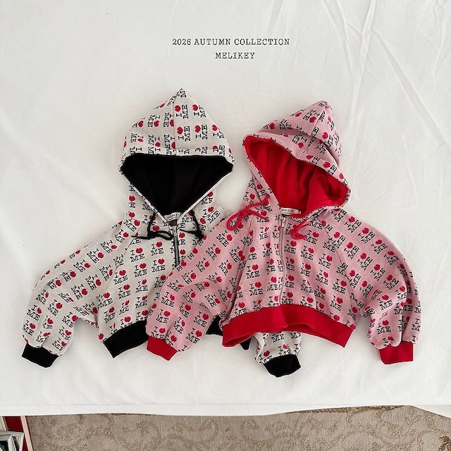 【取寄】melikey|love me hoodie zip-up|ラブミーフーディージップアップ|XS-JM|kids&jr|26 autumn