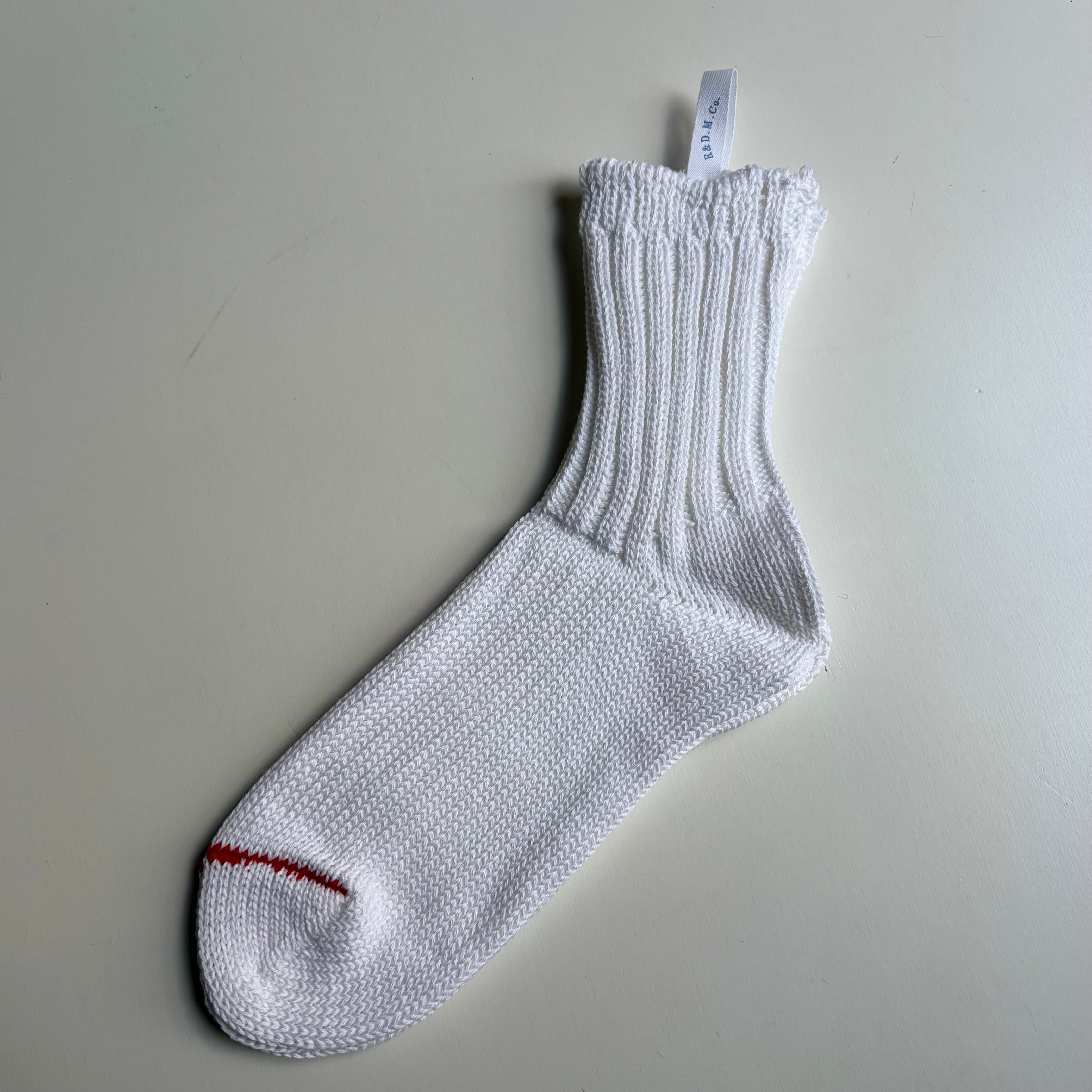 R& D.M.Co-/OLDMAN'S TAILOR COTTON RIB SOCKS/コットンリブソックス #1582 White×Red