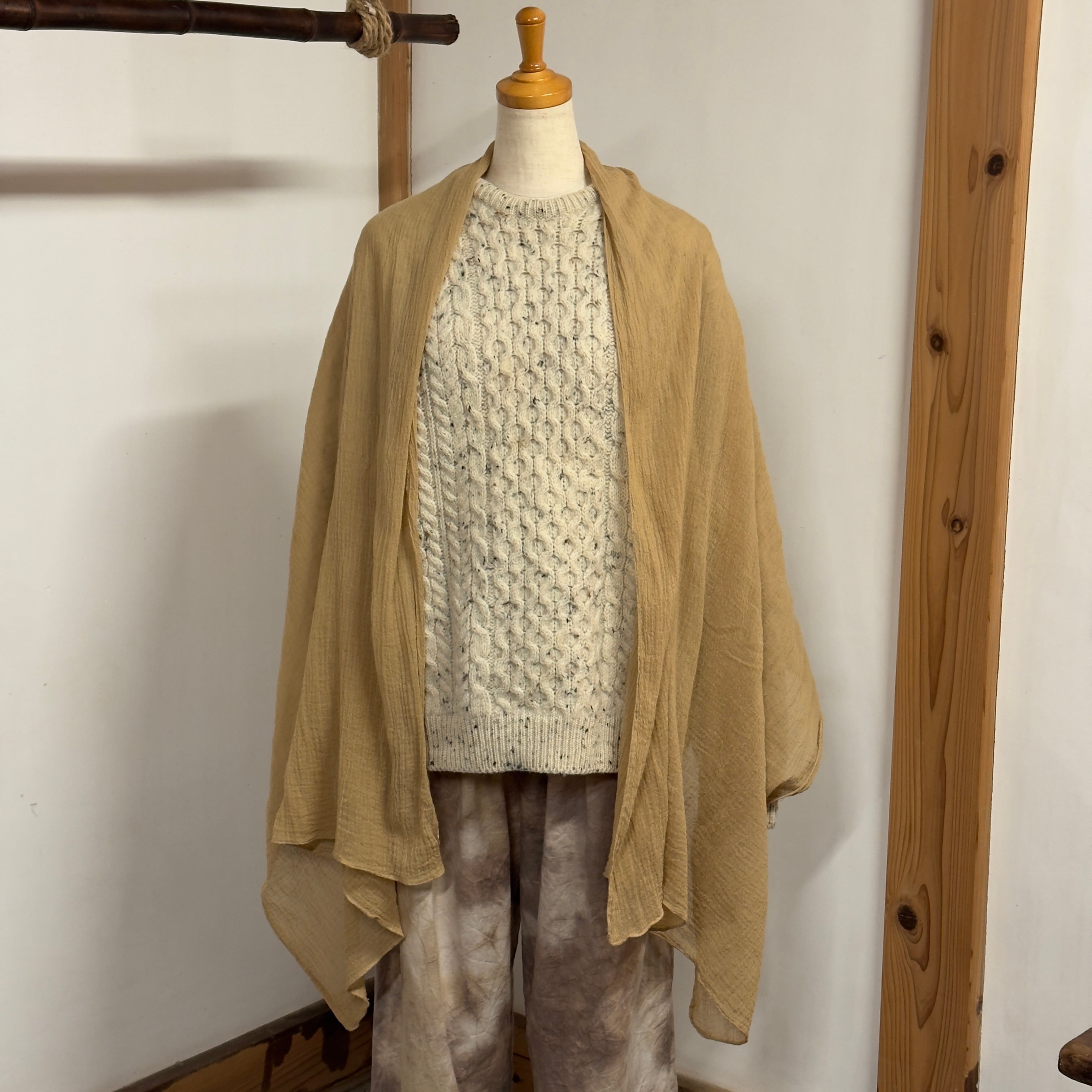 手染め 綿100% ふんわりストール｜夜叉五倍子染め（植物染め