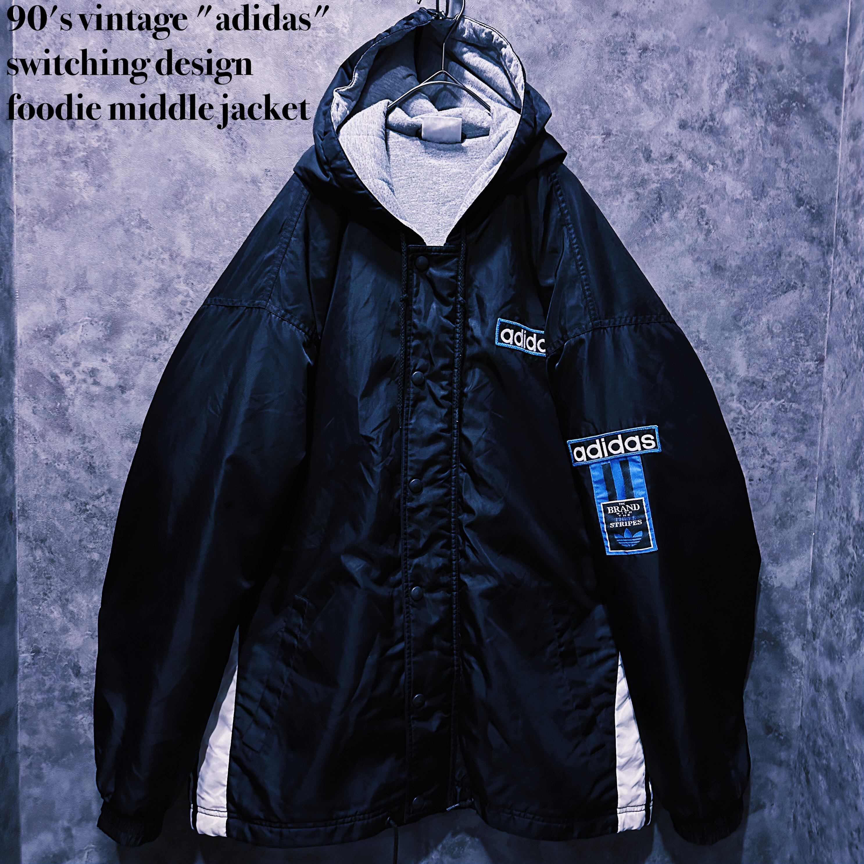 【doppio】90's vintage "adidas" switching design foodie middle jacket