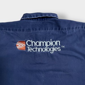 RED KAP ワークシャツ 長袖シャツ 刺繍 企業系 企業ロゴ バックロゴ XL ビッグサイズ レッドキャップ us古着