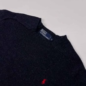 90s Polo Ralph Lauren ラルフローレン ワンポイント刺繍 ウールニットセーター サイズ M /ネイビー/ビンテージ