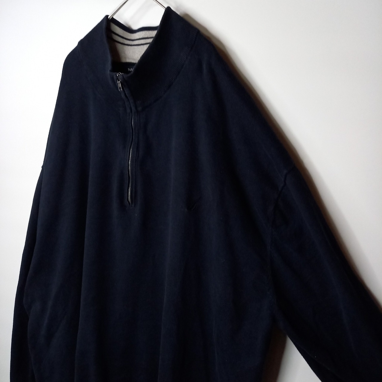 ノーティカ　ハーフジップ　コットン　ニット　セーター　オーバーサイズ　無地　刺繍