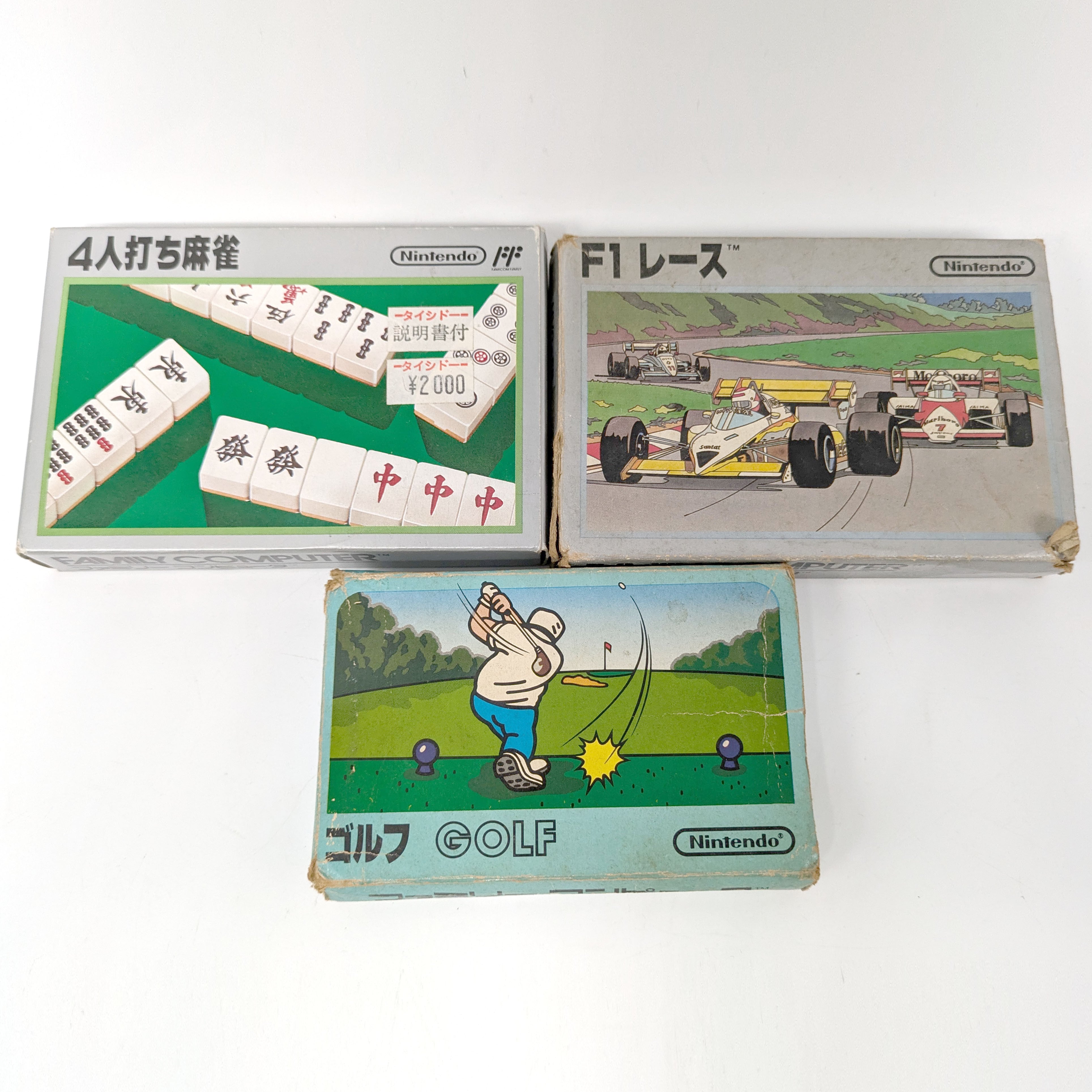 FCソフトまとめ売り・『四人打ち麻雀』・『ゴルフ』・『F1レース FCソフトまとめ売り・『四人打ち麻雀』・『ゴルフ』・『F1レース